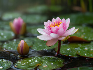 pink water lily