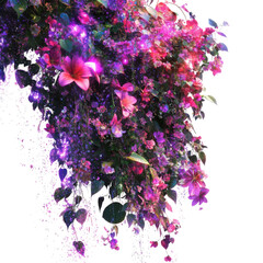glowing fantasy tropical vines with bioluminescent flowers