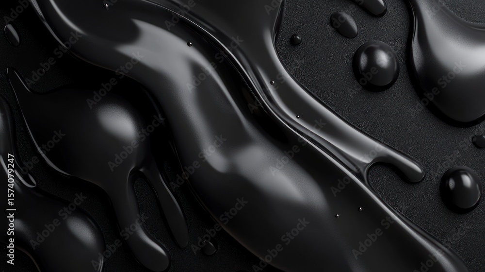 Poster captivating black fluid, an abstract display of smooth textures and viscosity