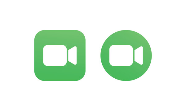 Editorial Apple FaceTime Logo Icon Set in Green, Minimalist Video Call Symbol Collection for App Interface and UI Design