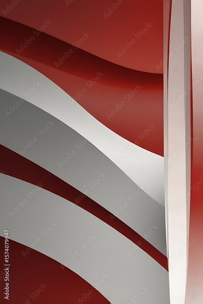 Aufkleber dynamic abstract background featuring flowing, curved red and white shapes for use in creative desig
