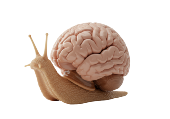 Isolated Brain as Snail Shell Slow Intelligence Concept