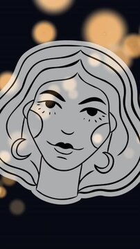 Animation of maiden vector of virgo zodiac sign against illuminated lens flares