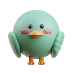 green bird 3d icon cute illustration