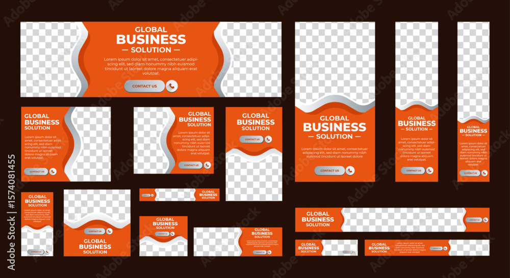 Sticker digital business agency web set banner design for social media posts. vector abstract background and