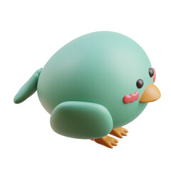 green bird 3d icon cute illustration