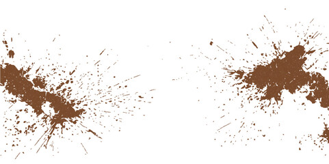 Coffee beans on white, with a splash of black ink and grunge texture