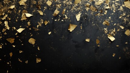 Gold flakes scattered on a dark background.