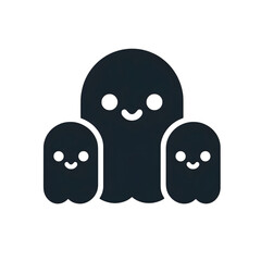 Obraz premium An icon featuring a small group of three classic, friendly ghosts. A larger ghost is in the center, while two smaller ghosts peek out from behind its sides, creating a sense of family or friendship.
