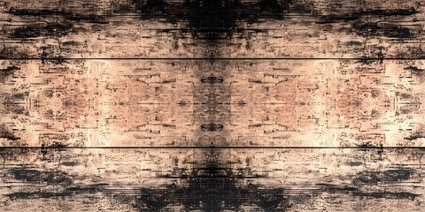 Symmetrical vintage wooden plank texture featuring distressed patterns in earthy tones, conveying an aged and rustic aesthetic with artistic appeal