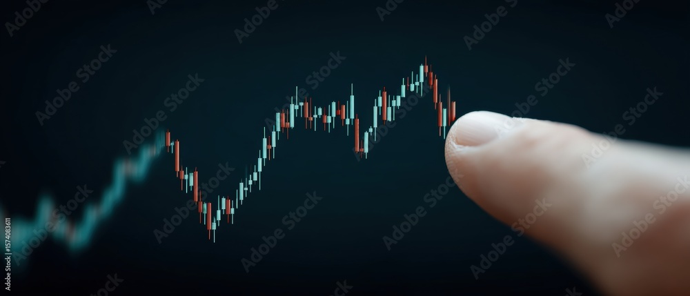 Poster analyzing market trends financial data visualization digital workspace graphical representation inte