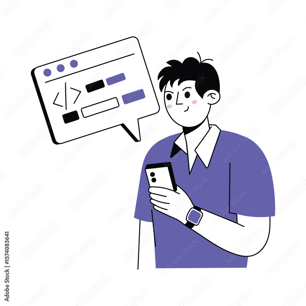Poster coding on phone vector illustration. eps 10 file