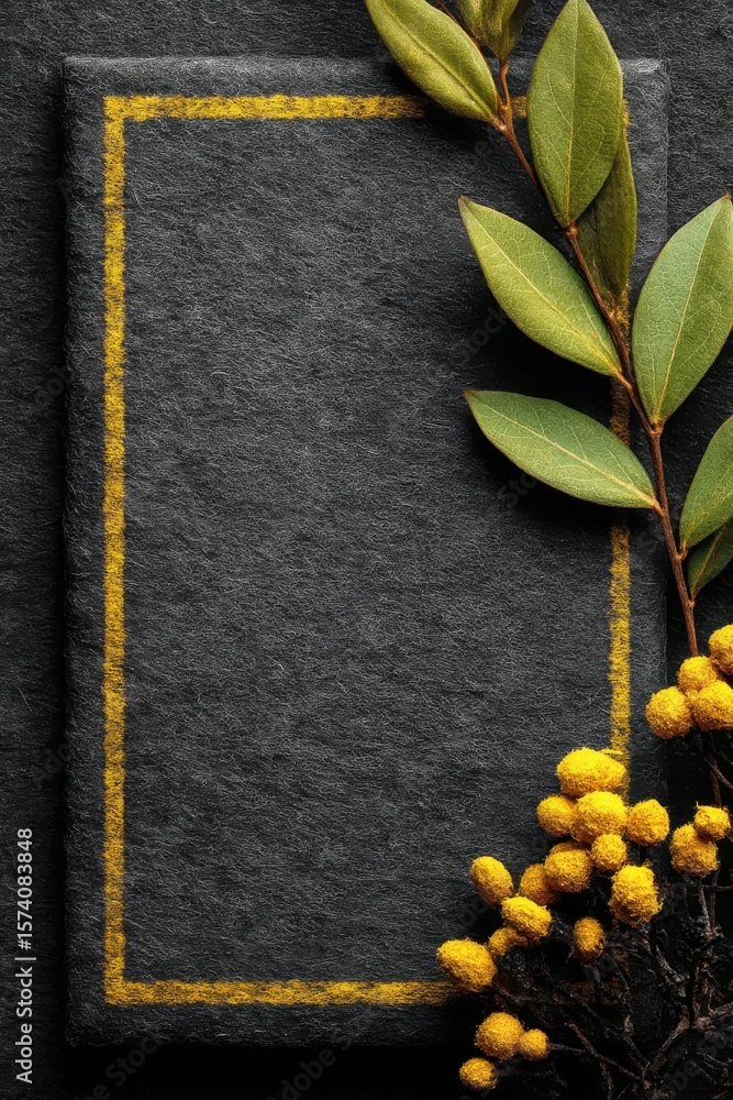 Poster abstract textured yellow and gray painting with splatter patterns
