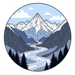 dynamic planet with towering mountain ranges that rival the grandeur of the Himalayas' Mount Everest and the rugged Andes on white background