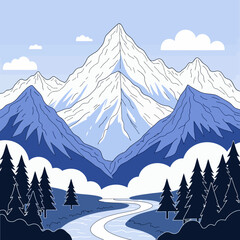 dynamic planet with towering mountain ranges that rival the grandeur of the Himalayas' Mount Everest and the rugged Andes on white background