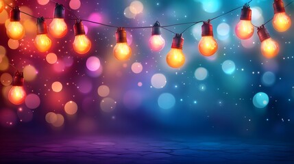 warm string lights against a vivid bokeh backdrop, perfect for vibrant celebrations and creating a cheerful, festive atmosphere