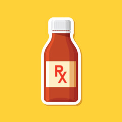 Pill paper sticker icon in flat style. Drug vector illustration on isolated background. Medicine pharmacy sign business concept.