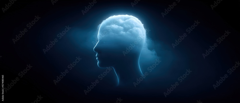 Poster creative visualization of thought surreal mindscape digital art abstract environment side view conce