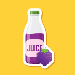 Grape juice paper sticker icon in flat style. Grapefruit drink vector illustration on isolated background. Healthy cocktail sign business concept.