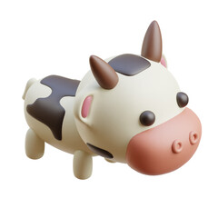 black and white cow  3d icon cute illustration