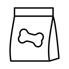 
Illustration showing a black icon of a dog accessory (food, leash, carrier, etc.) on a white background