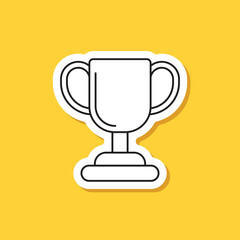 Trophy cup paper sticker icon in flat style. Award prize vector illustration on isolated background. Champion sports event sign business concept.
