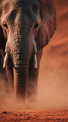 African Elephant in Desert Dust. (1)