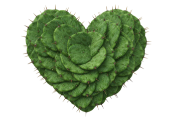 Isolated Heart Shape Made of Prickly Cactus Pads
