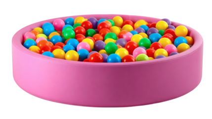 Colorful play ball pit for children’s indoor fun, isolated on transparent 