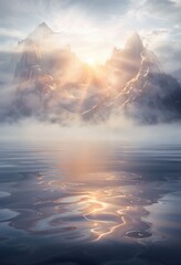 Serene Mountain Landscape At Sunrise With Reflective Water