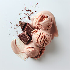 chocolate ice cream balls with chocolate chunks and crumbs