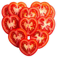 Tomato Slices Arranged in Heart Shape, Isolated on Transparent Background