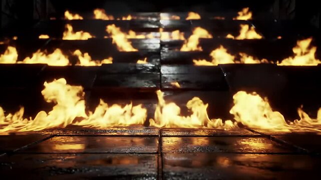 Fiery Metal Tiles Intense Heat and Grunge Texture Detailed Industrial Backdrop