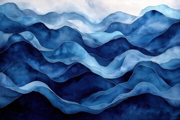 Obraz premium Abstract waves in blue hues forming an artistic ocean-inspired visual design