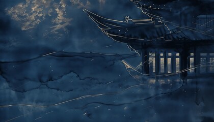 Serene Abstract Illustration of East Asian Architecture