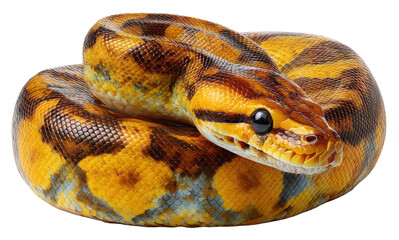 python snake coiled isolated on transparent background