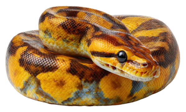 python snake coiled isolated on transparent background