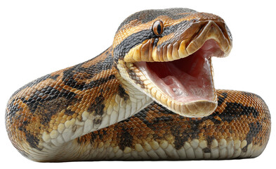 python snake coiled isolated on transparent background