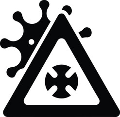 Coronavirus warning triangle with a virus particle inside