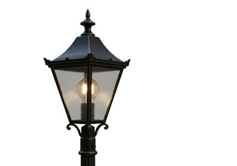Isolated Vintage Streetlight with Glass Lantern