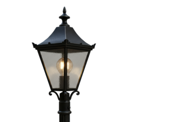 Isolated Vintage Streetlight with Glass Lantern