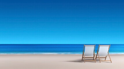 Senior couple sitting on beach chairs enjoying the ocean view and sunny weather. Perfect example of relaxation and life at the seaside. high quality. Idyllic coastal retirement tranquility