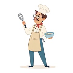Chef preparing ingredients with whisk and bowl