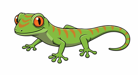 Fototapeta premium Cute Green Gecko or Lizard Cartoon Illustration