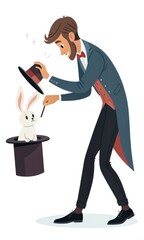 Magician performing rabbit trick with hat