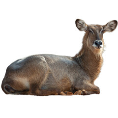 Waterbuck isolated on white background. . Studio shot.