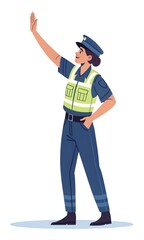 Police officer directing traffic outdoors
