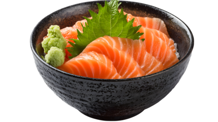 Salmon Donburi Bowl, isolated on transparent background