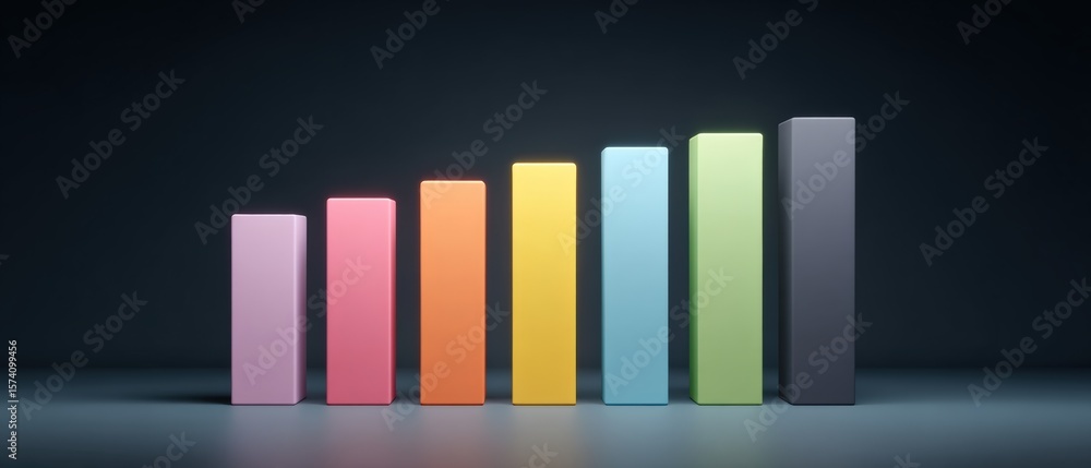 Poster growth progression display modern studio visual representation minimalist environment straight-on vi