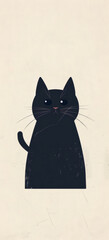 Cute Black Cat Illustration.